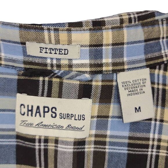 Chaps Surplus Men's Checkered Long Sleeve Button-Down Shirt Blue Medium - Picture 6 of 10